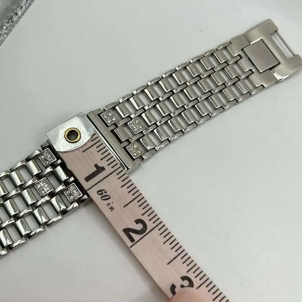 Working! Ladies Figaro Couture Wide Band Rhinestone Watch